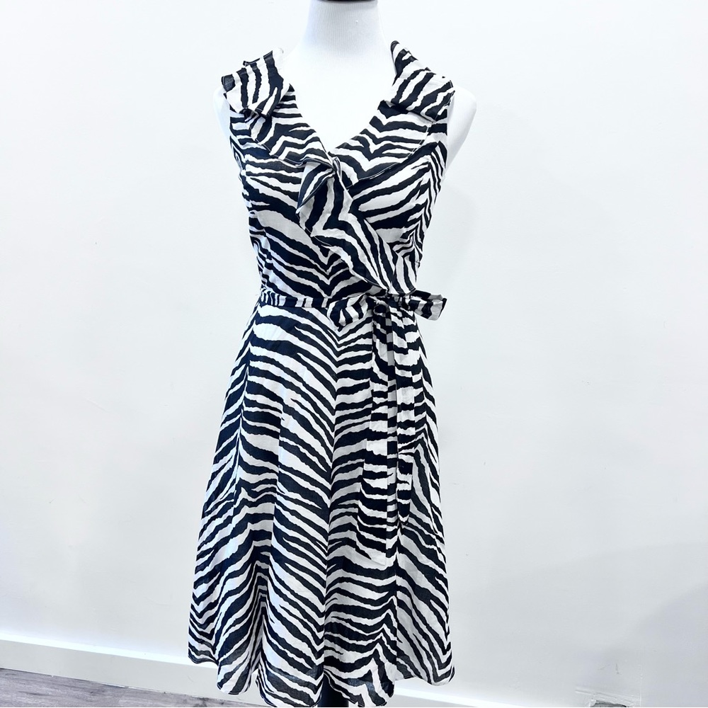 Tahari Zebra print dress - black and white dress- animal print dress